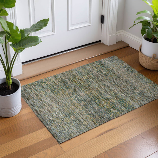 Dalyn Aristo AR5 Teal Rug shown in a room