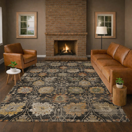Dalyn Aristo AR6 Black Rug shown in a room