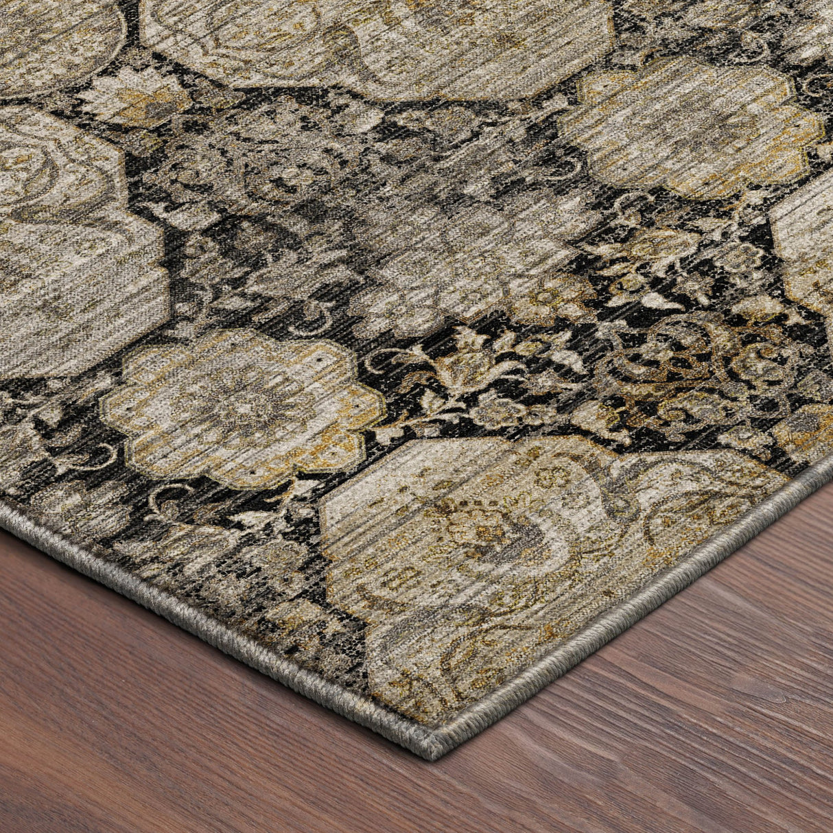 Dalyn Aristo AR8 Black Rug corner detail