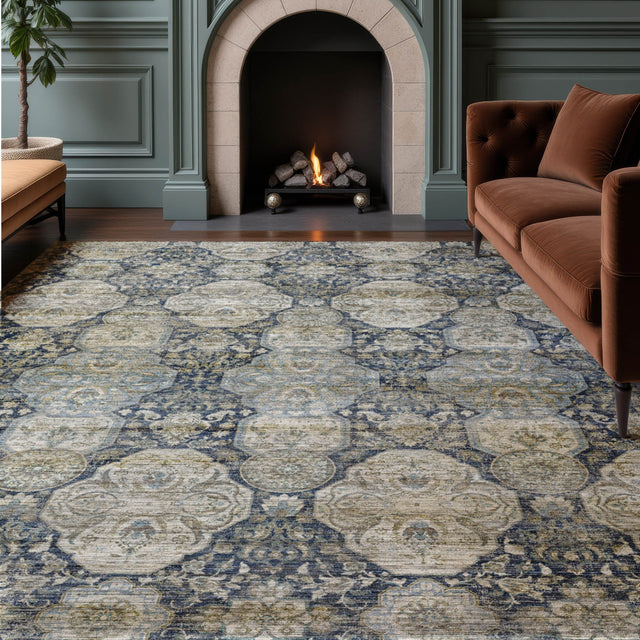 Dalyn Aristo AR8 Navy Rug shown in a room