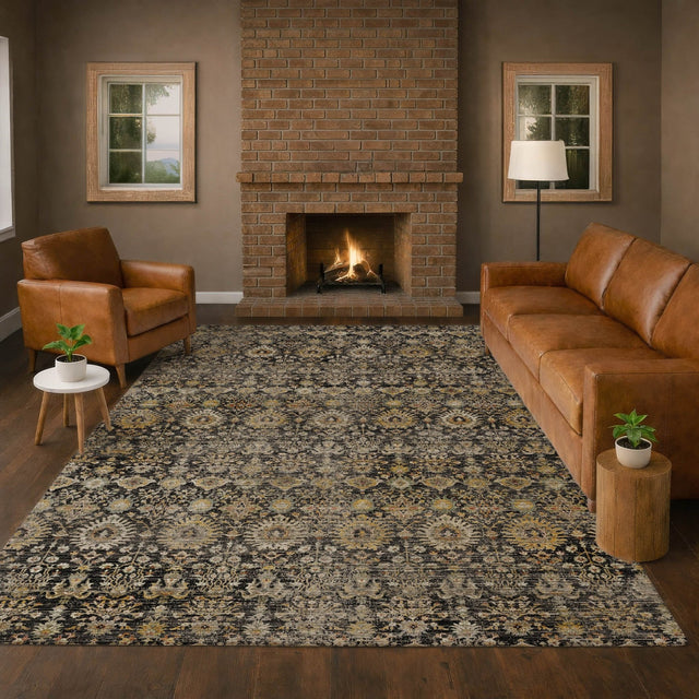 Dalyn Aristo AR9 Black Rug shown in a room
