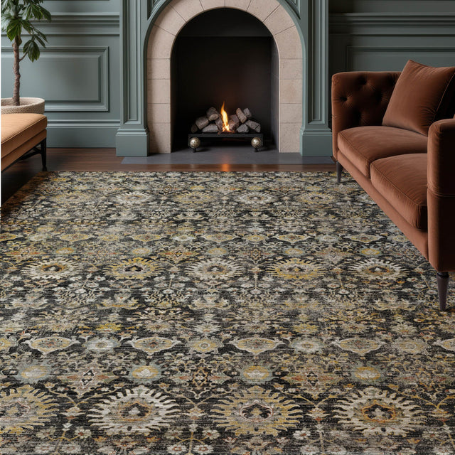 Dalyn Aristo AR9 Black Rug shown in a room