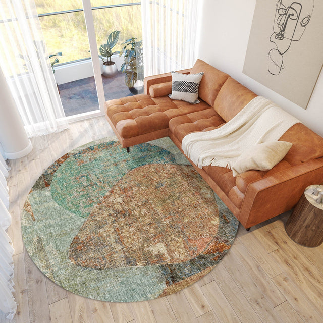Dalyn Boca BO11 Teal Rug shown in a room