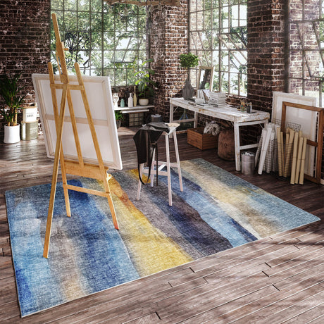 Dalyn Boca BO4 Blue Rug shown in a room