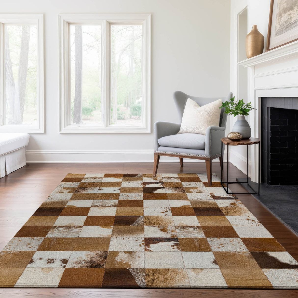 Dalyn Bozeman BM10 Brown Rug shown in a room
