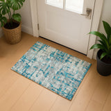 Dalyn Brisbane BR5 Teal Rug shown in a room