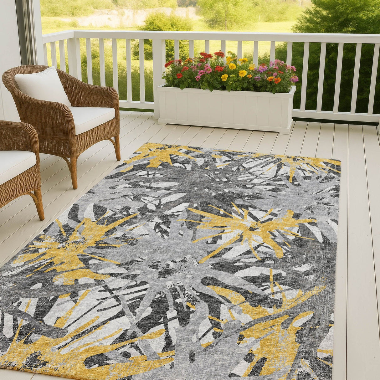 Dalyn Brisbane BR6 Gold Rug outdoor lifestyle image