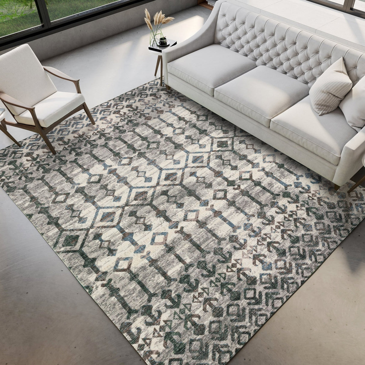 Dalyn Brisbane BR8 Silver Rug shown in a room