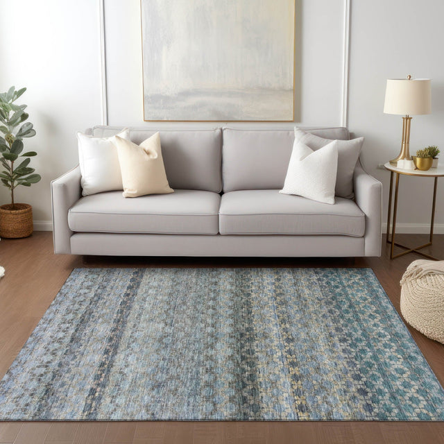 Dalyn Burano BU6 Blue Rug shown in a room
