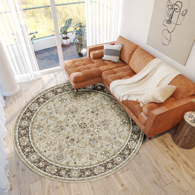 Dalyn Hatay HY1 Beige Rug shown in a room