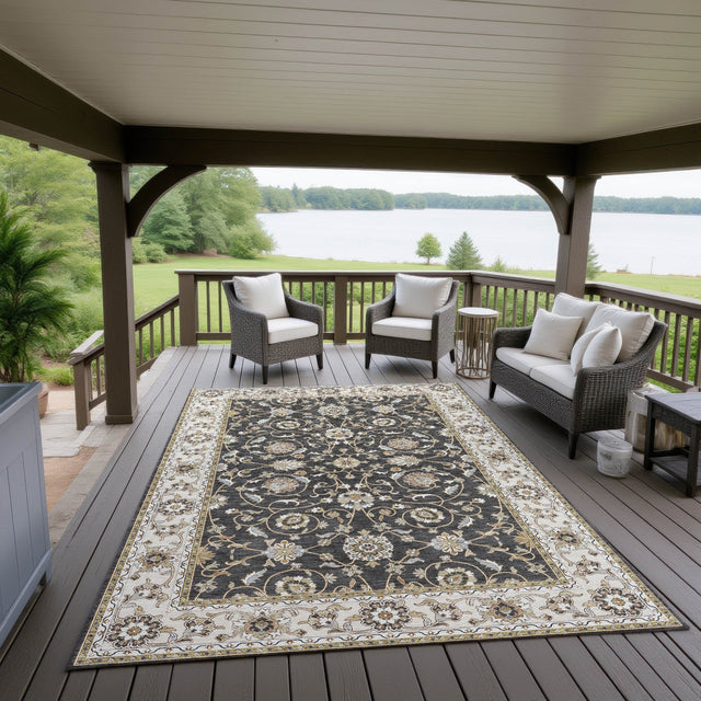 Dalyn Hatay HY1 Black Rug outdoor lifestyle image