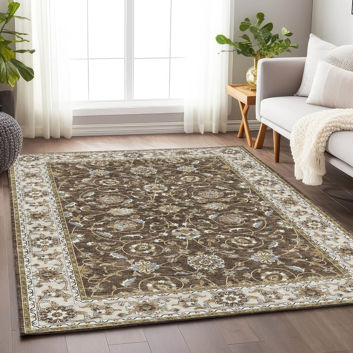 Dalyn Hatay HY1 Chocolate Rug shown in a room
