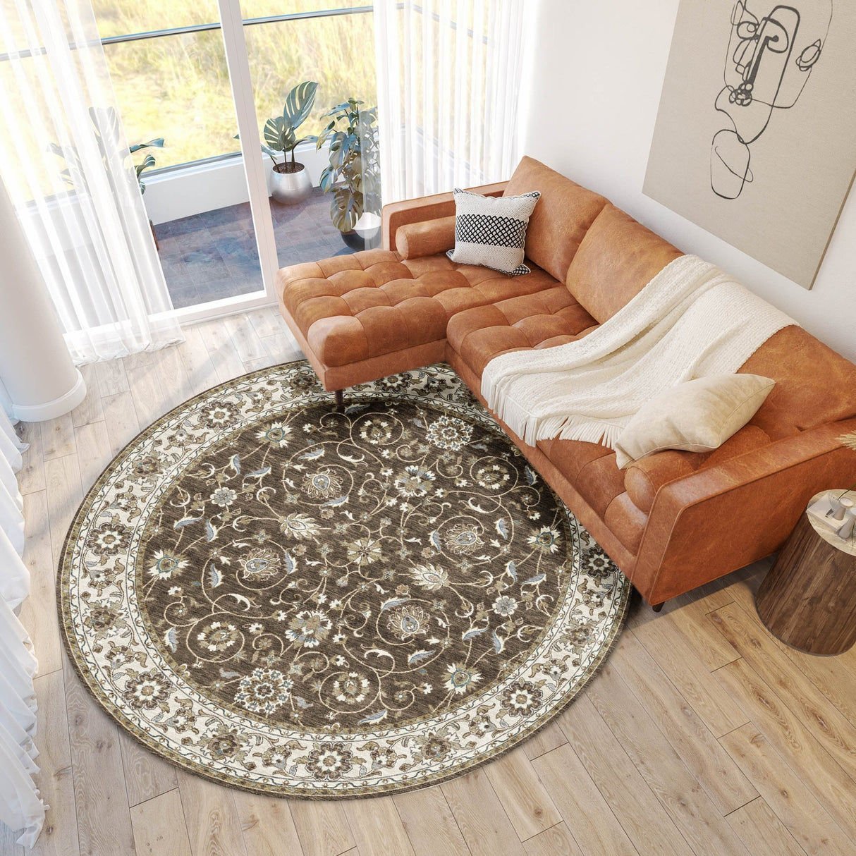 Dalyn Hatay HY1 Chocolate Rug shown in a room