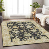 Dalyn Hatay HY2 Black Rug shown in a room