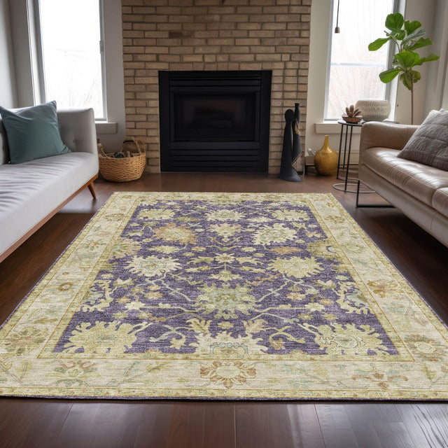 Dalyn Hatay HY2 Eggplant Rug shown in a room