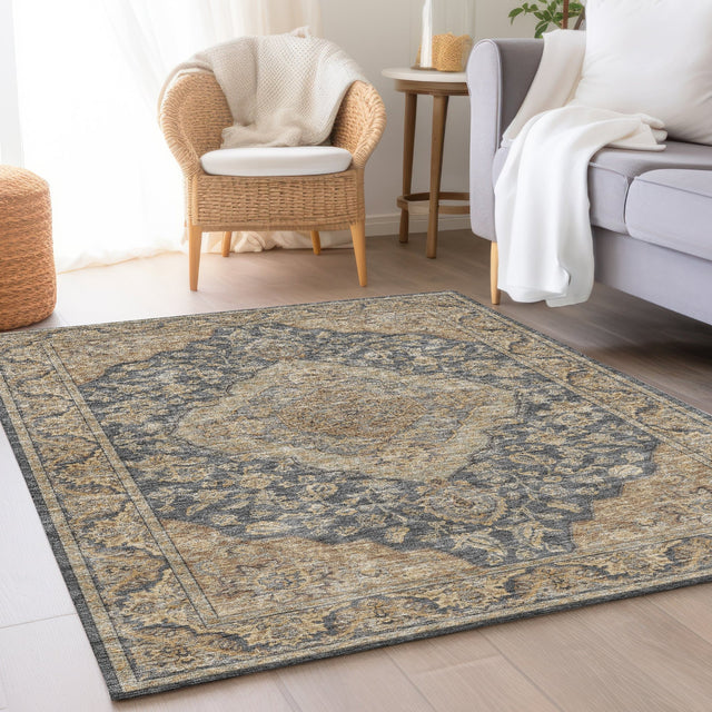 Dalyn Hatay HY3 Charcoal Rug shown in a room