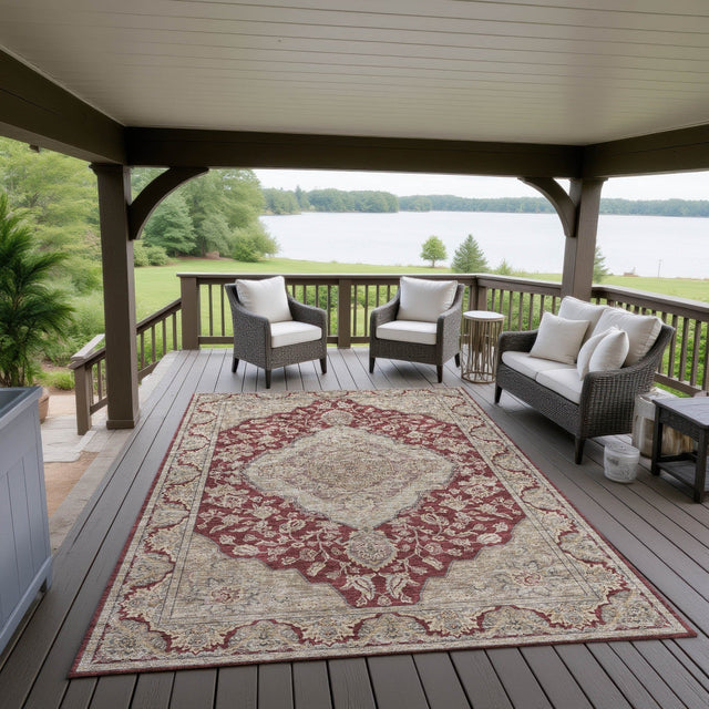 Dalyn Hatay HY3 Garnet Rug outdoor lifestyle image