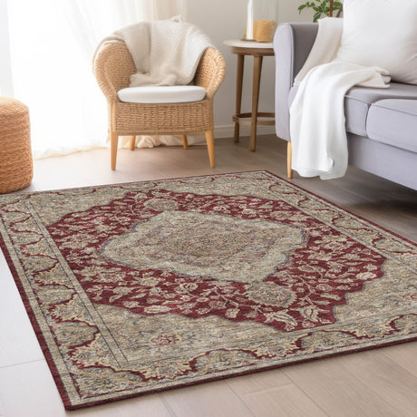 Dalyn Hatay HY3 Garnet Rug shown in a room