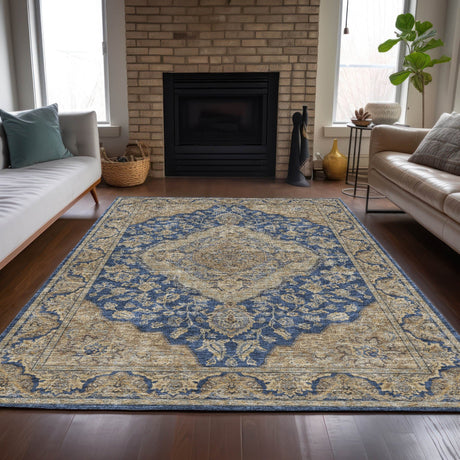 Dalyn Hatay HY3 Navy Rug shown in a room