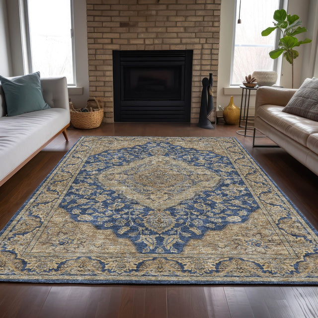 Dalyn Hatay HY3 Navy Rug shown in a room
