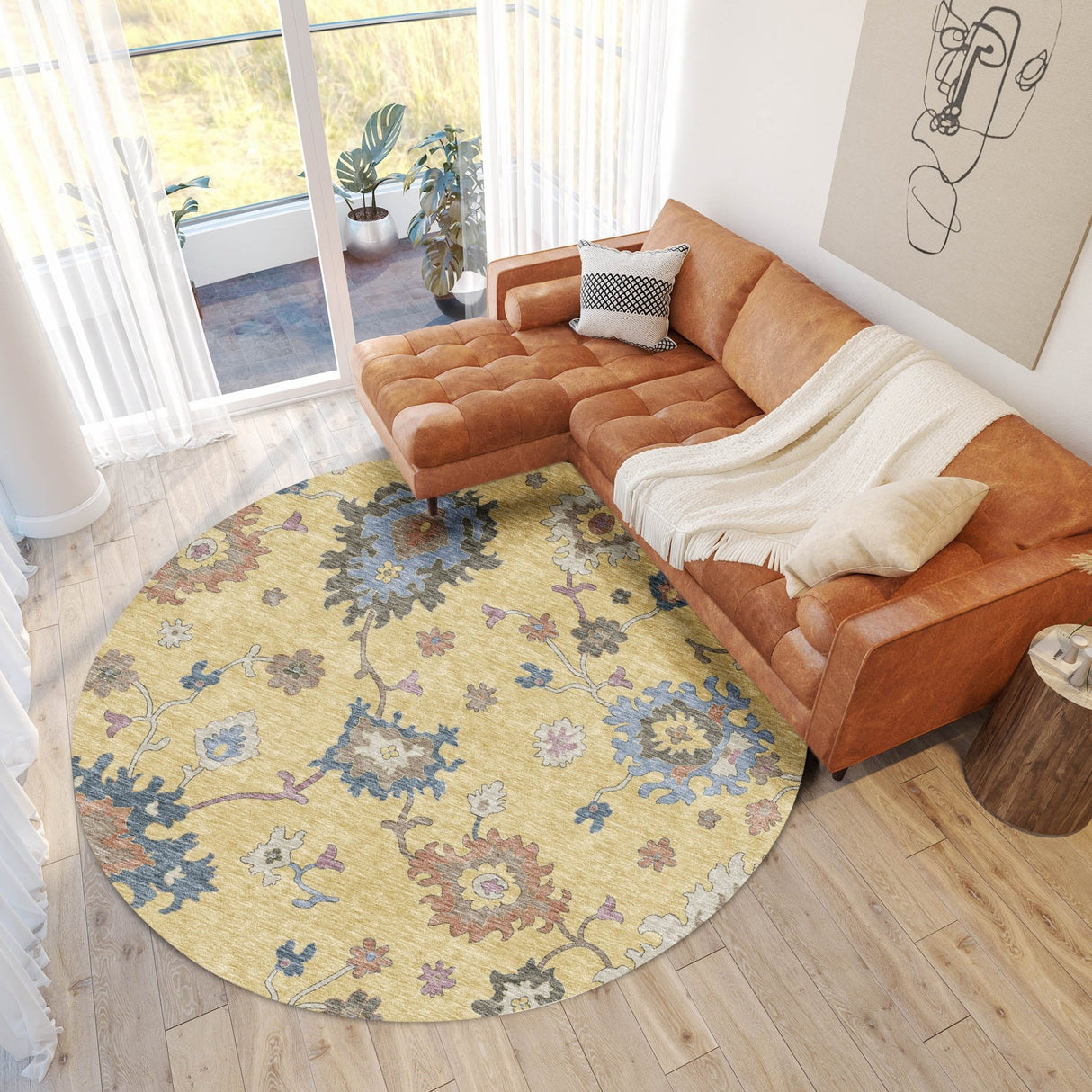 Dalyn Hatay HY4 Gold Rug shown in a room