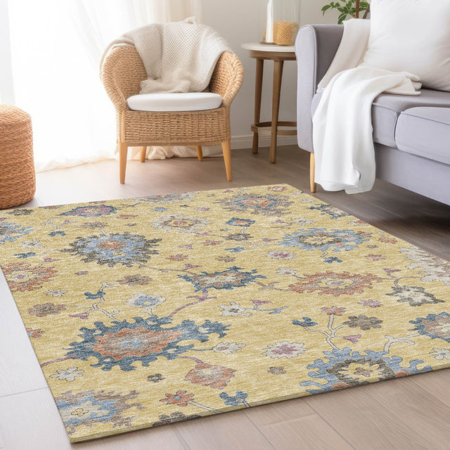 Dalyn Hatay HY4 Gold Rug shown in a room