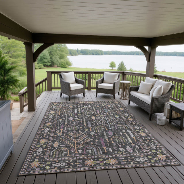 Dalyn Hatay HY5 Black Rug outdoor lifestyle image