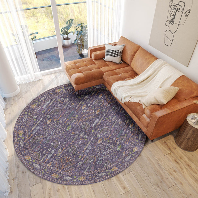 Dalyn Hatay HY5 Eggplant Rug shown in a room