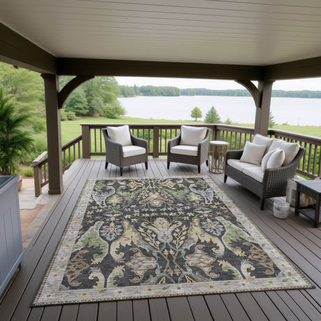Dalyn Hatay HY6 Black Rug outdoor lifestyle image