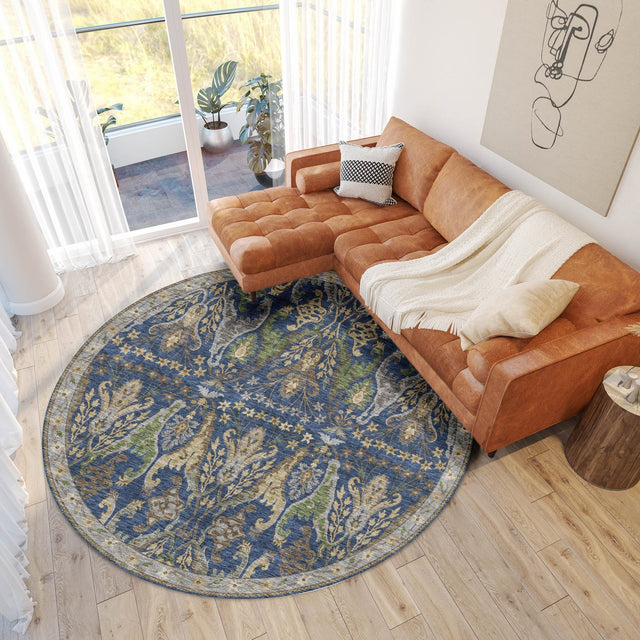 Dalyn Hatay HY6 Navy Rug shown in a room