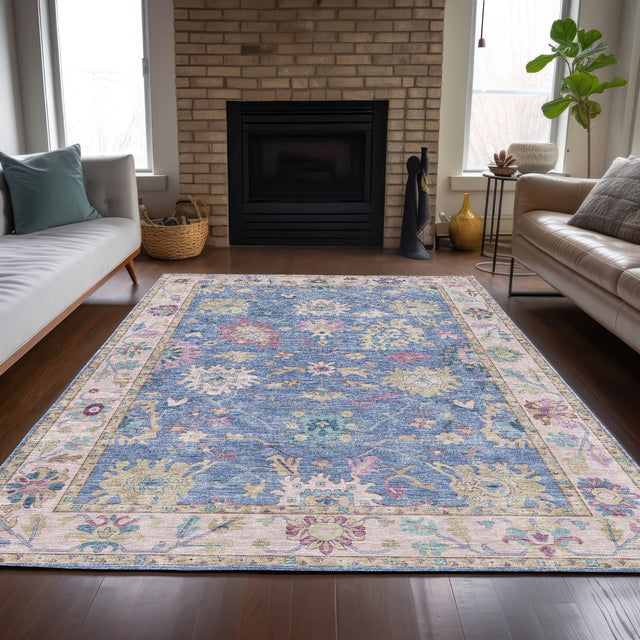 Dalyn Hatay HY7 Blue Rug shown in a room