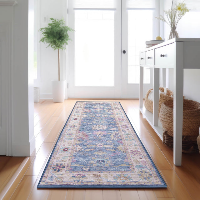Dalyn Hatay HY7 Blue Rug shown in a room