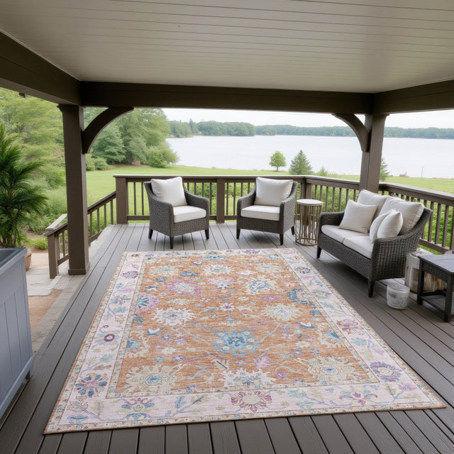 Dalyn Hatay HY7 Orange Rug outdoor lifestyle image