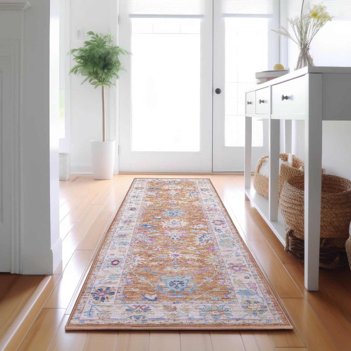 Dalyn Hatay HY7 Orange Rug shown in a room