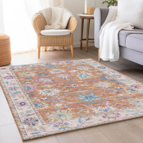 Dalyn Hatay HY7 Orange Rug shown in a room