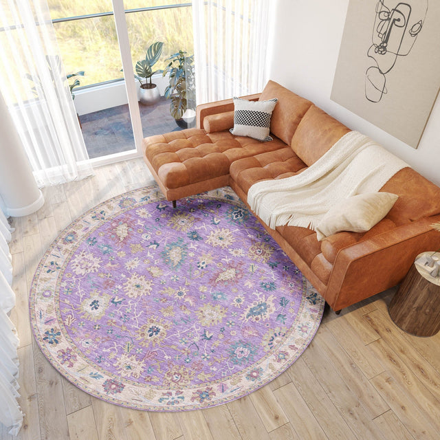 Dalyn Hatay HY7 Purple Rug shown in a room