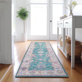 Dalyn Hatay HY7 Teal Rug shown in a room