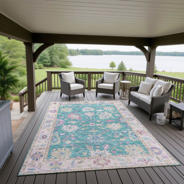 Dalyn Hatay HY7 Teal Rug outdoor lifestyle image