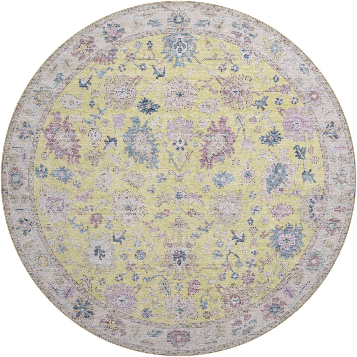 Dalyn Hatay HY7 Yellow Rug round rug