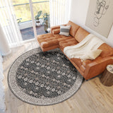 Dalyn Hatay HY8 Black Rug shown in a room
