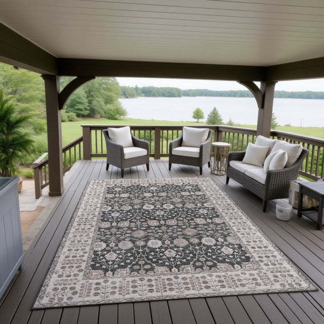 Dalyn Hatay HY8 Black Rug outdoor lifestyle image