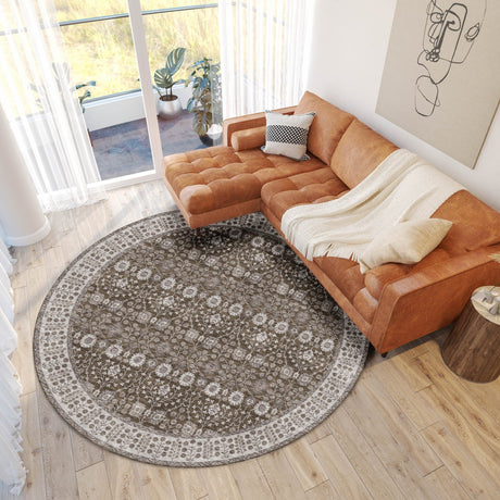 Dalyn Hatay HY8 Chocolate Rug shown in a room