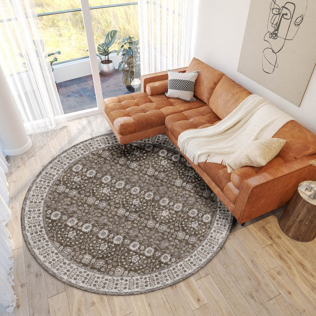 Dalyn Hatay HY8 Chocolate Rug shown in a room