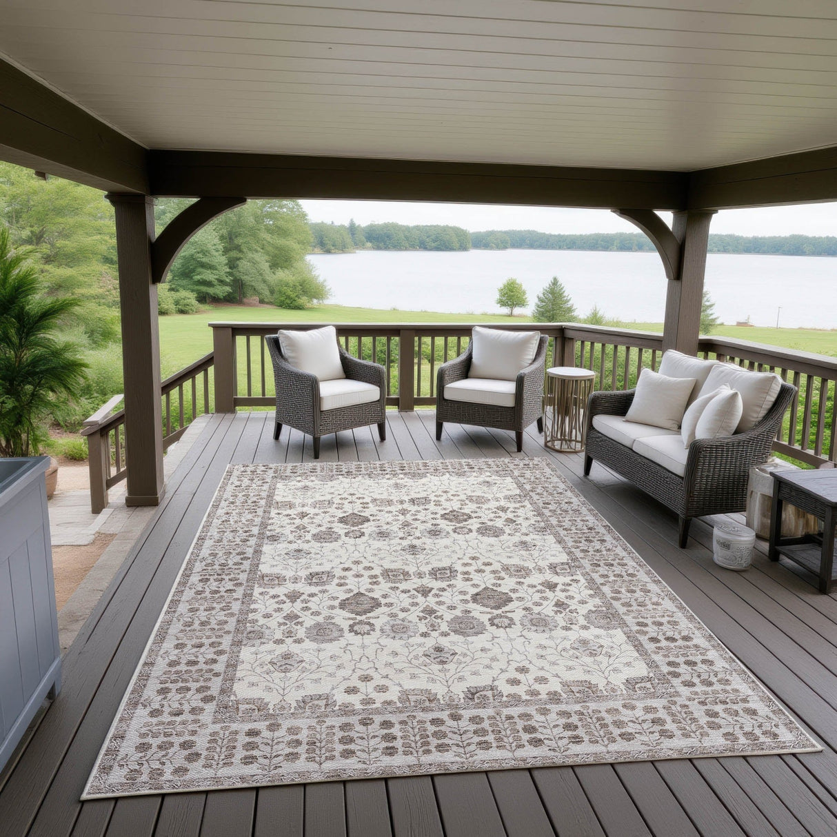 Dalyn Hatay HY8 Ivory Rug outdoor lifestyle image
