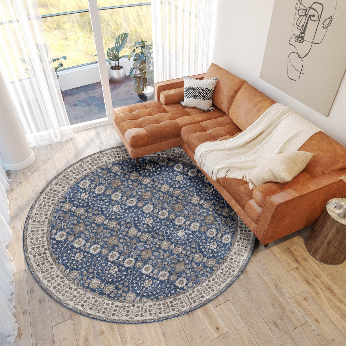Dalyn Hatay HY8 Navy Rug shown in a room