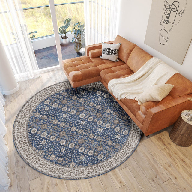 Dalyn Hatay HY8 Navy Rug shown in a room