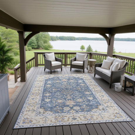 Dalyn Hatay HY9 Blue Rug outdoor lifestyle image