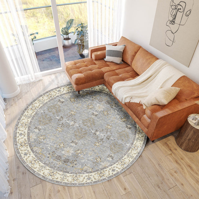 Dalyn Hatay HY9 Gray Rug shown in a room