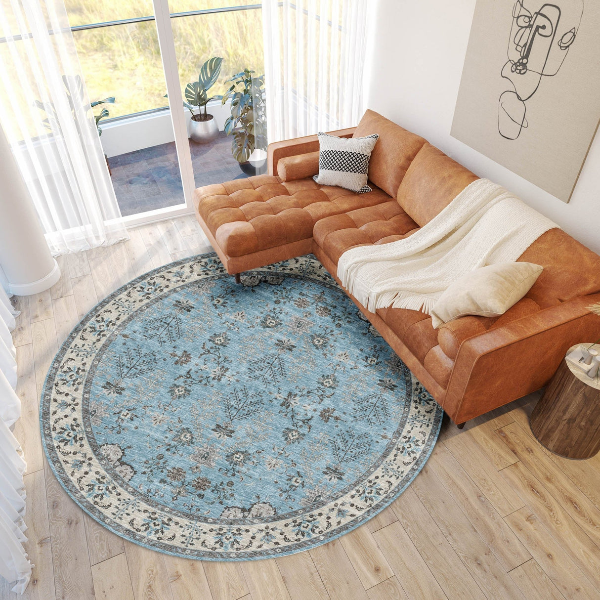 Dalyn Hatay HY9 Sky Rug shown in a room