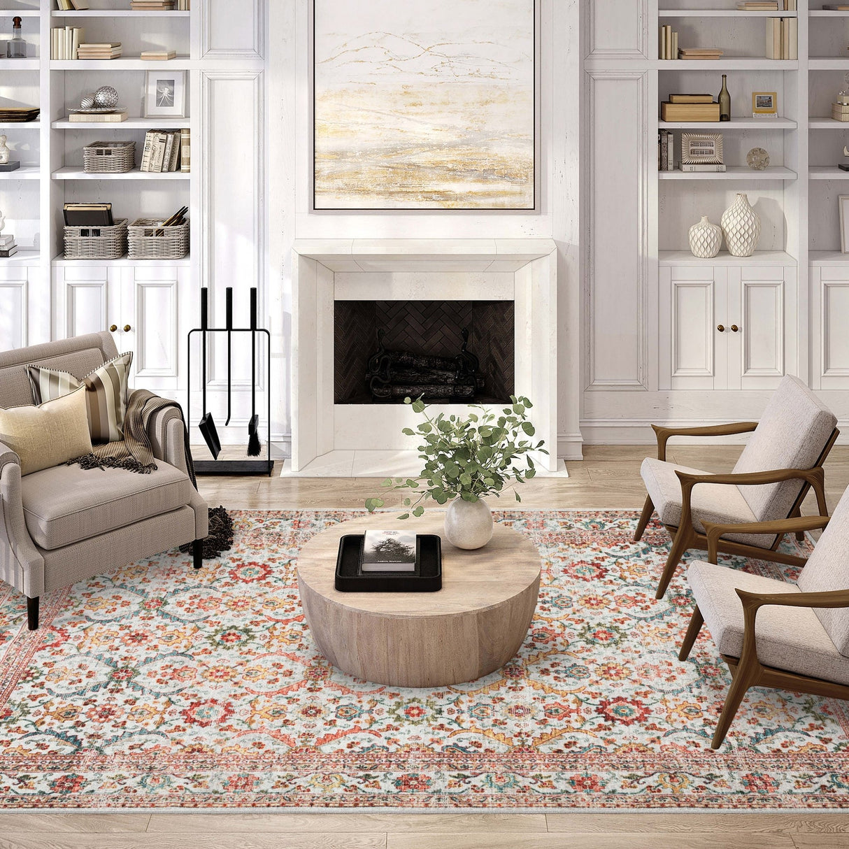 Dalyn Jericho JC1 Ivory Rug shown in a room